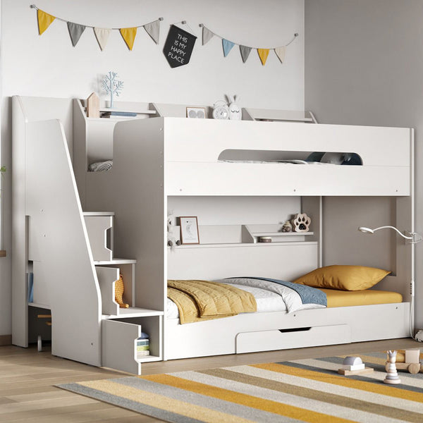 Flair Slick Staircase Bunk Bed With Storage White