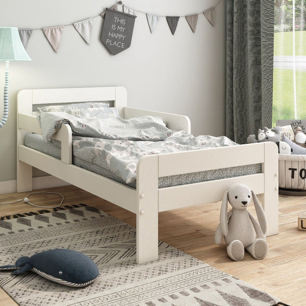 Noomi Wooden Toddler Bed With Side Rails White