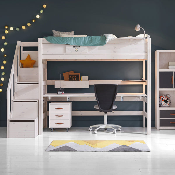 LIFETIME Kidsrooms High Sleeper Desk Bed with Steps