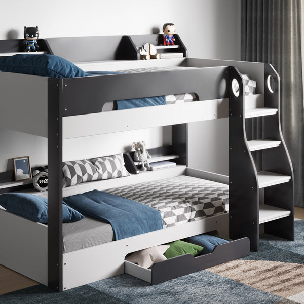 Flair Flick Bunk Bed With Shelves and drawer Grey