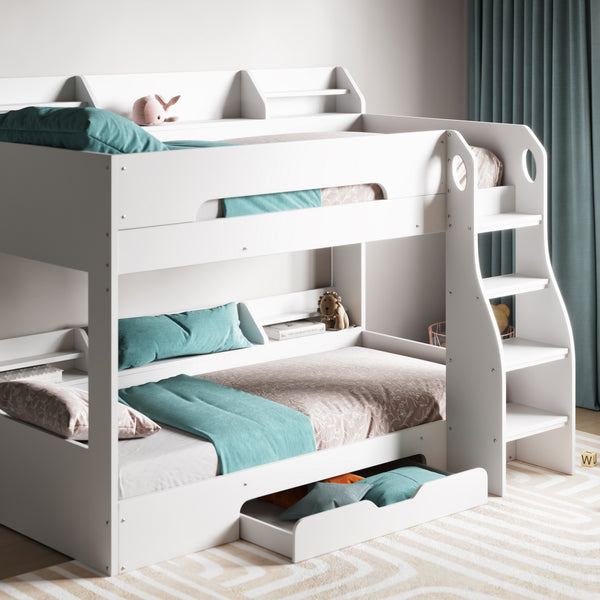 Flair Flick Bunk Bed with Shelves and drawer White