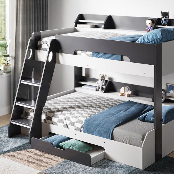 Flair Flick Triple Bunk Bed With Shelves And Drawer Grey