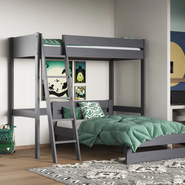 Noomi Tera High Sleeper With Small Double L Shaped Bed Grey